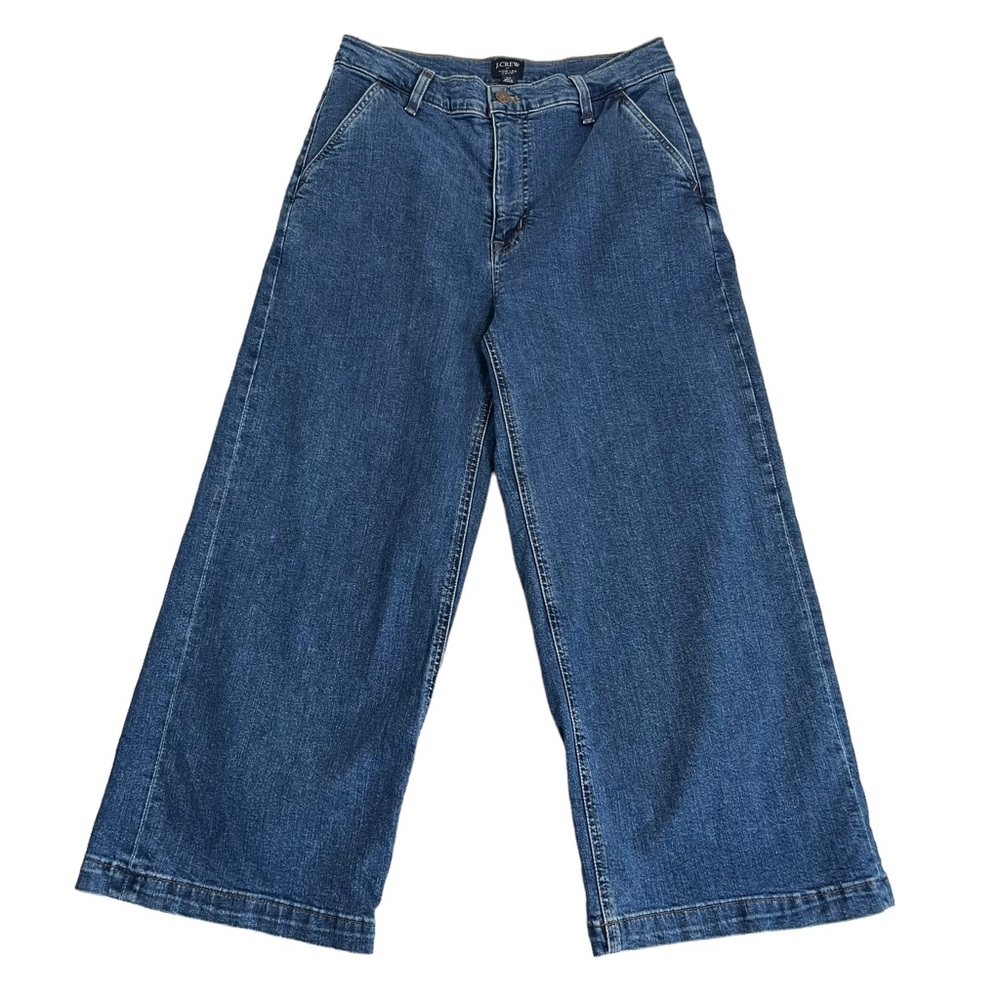 J. Crew Jeans Highest Rise Wide Leg Crop Medium Wash Denim L5516 Womens Size 29